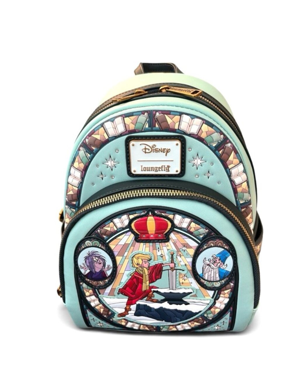 Loungefly Disney The Sword in the Stone Stained Glass Portrait Mini Backpack NWT